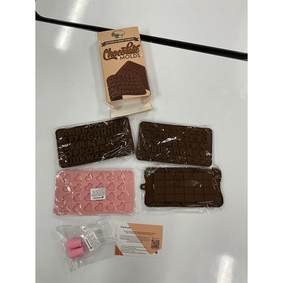Chocolate Hard Candy Molds Letters Hearts HBD + Freezer Microwave & Oven Safe - Picture 3 of 5